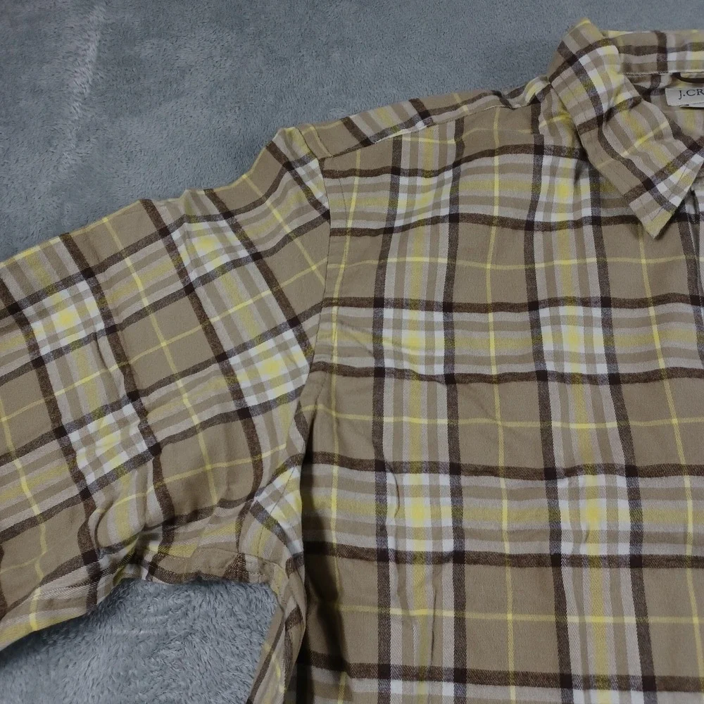 J Crew Shirt Mens XL Brown Plaid FLannel PReppy Button‎ Up Cotton Blend